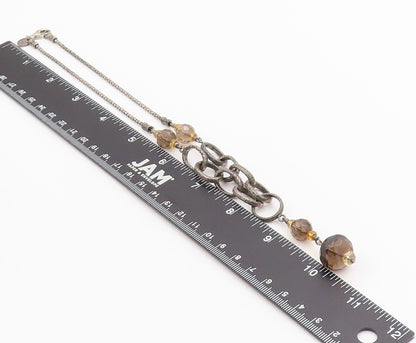 925 Sterling Silver Vintage Necklace SILPADA Smoky Quartz & Citrine Chain NE4638