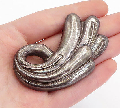 MEXICO 925 Sterling Silver  Vintage Dark Tone Fluted Swirl Brooch Pin  BP2031
