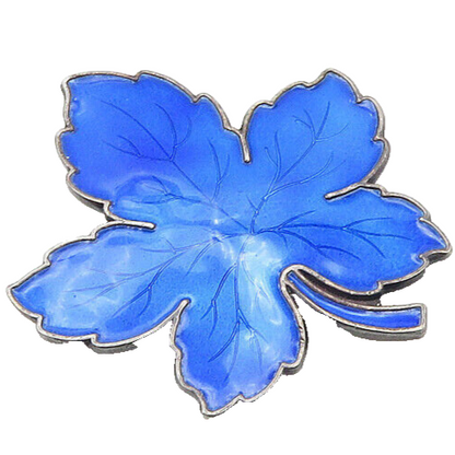 MEKA DENMARK 925 Silver  Vintage Enamel Coated Floral Leaf Brooch Pin  BP7739