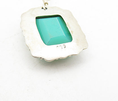 925 Sterling Silver Vintage Faceted Chalcedony Floral Dangle Earrings EG3888