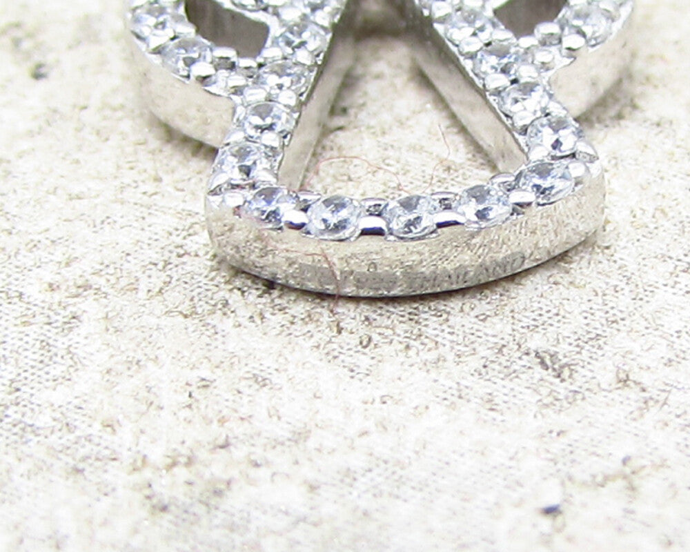 925 Sterling Silver  White Cubic Zirconia Angel Chain Necklace  PT1472