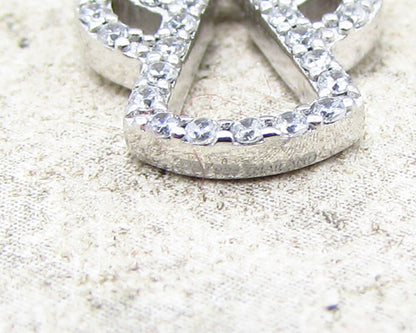 925 Sterling Silver  White Cubic Zirconia Angel Chain Necklace  PT1472