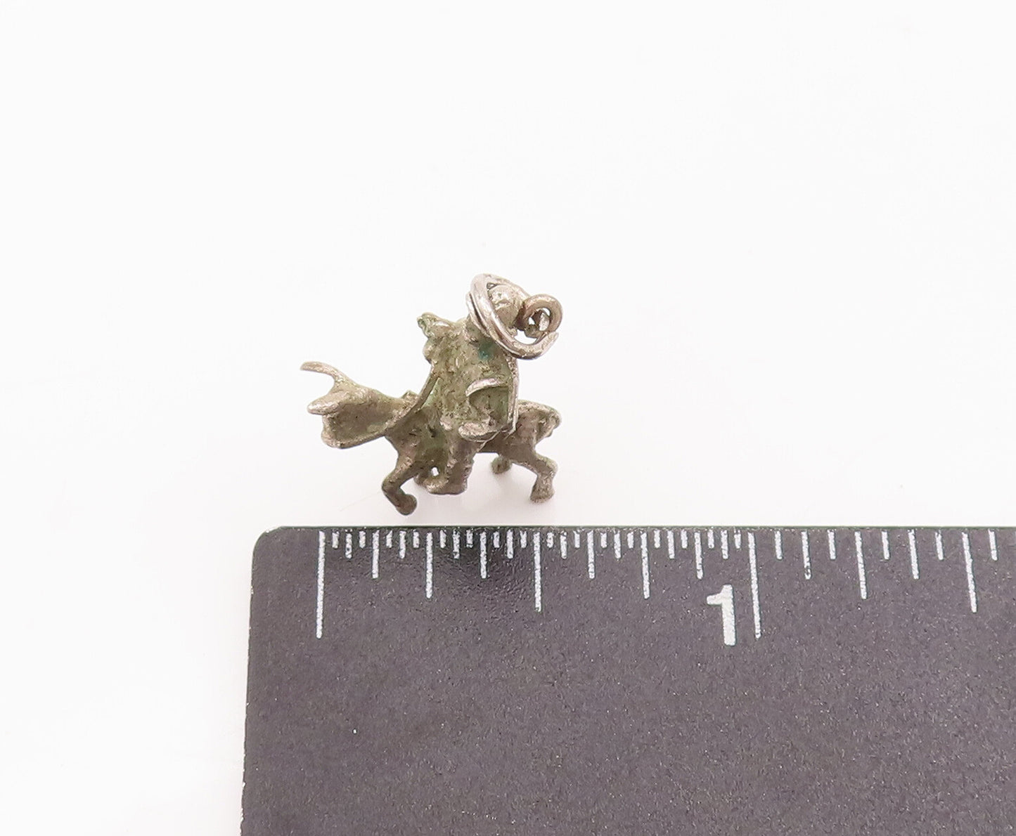 925 Sterling Silver Vintage Pendant Mini Soldier On Horse Carved Charm  PT22908