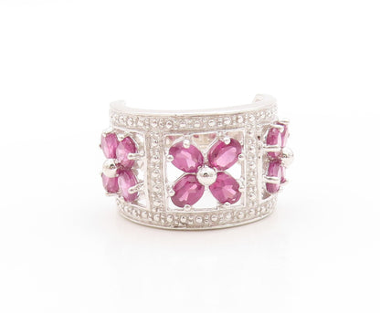 925 Sterling Silver Vintage Ring Amethyst Floral Blossom Cut Out  Sz 6  RG33623
