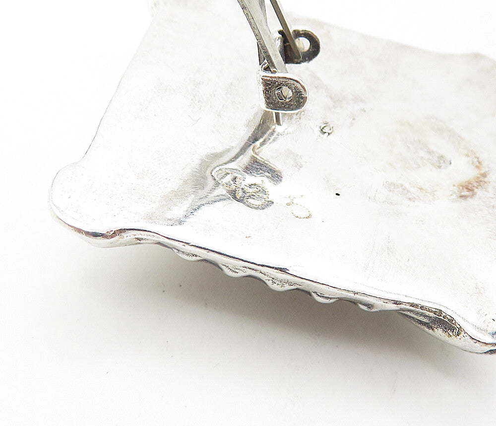925 Sterling Silver  Vintage Modernist Shiny Square Drop Earrings  EG3801