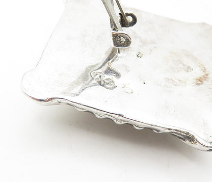 925 Sterling Silver  Vintage Modernist Shiny Square Drop Earrings  EG3801