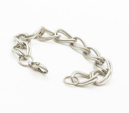 925 Sterling Silver  Vintage Smooth Double Link Chain Bracelet  BT5777