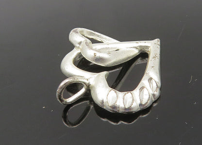 925 Sterling Silver  Vintage Shiny Diamond Cut Love Hearts Pendant  PT17286