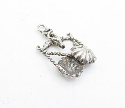 925 Sterling Silver  Vintage Horned Animal Twist Balance Scale Pendant  PT3338