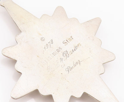 925 Sterling Silver Vintage Pendant REED & BATTON Carved Puffed Star  PT22653