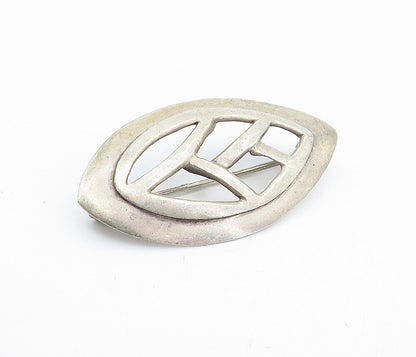 925 Sterling Silver  Vintage Antique Cutout Leaf Design Brooch Pin  BP1627