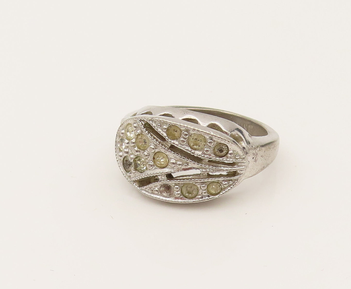 UNCAS 925 Silver  Vintage Antique Topaz Leaf Motif Ring Sz 5.75  RG26399