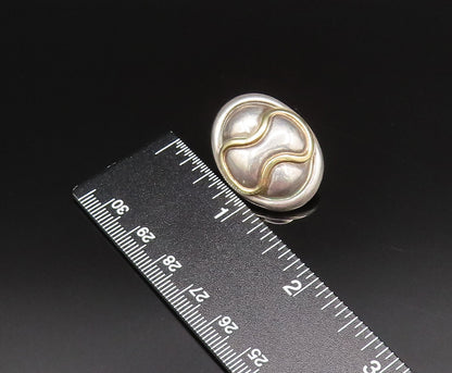 ROBERT WINC 18K GOLD & 925 Silver  Vintage 2 Tone Wave Oval Earrings  EG12020