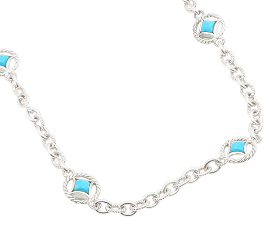 925 Sterling Silver Vintage Necklace JUDITH RIPKA Gemstone Twisted Rope  NE4926