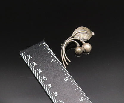 DRAGSTED DENMARK 925 Silver  Vintage Bead & Leaf Stem Brooch Pin  BP9806