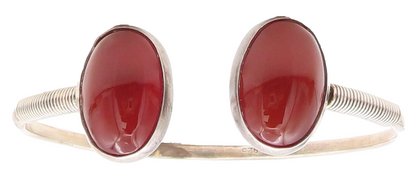 925 Sterling Silver Vintage Bracelet European Design Carnelian Cuff  BT10895