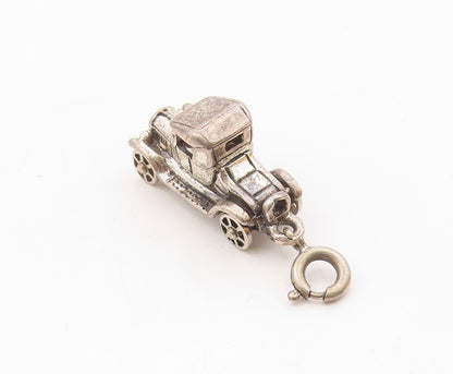 925 Sterling Silver  Vintage Old Fashioned Car Motif Pendant (SPINS)  PT18119