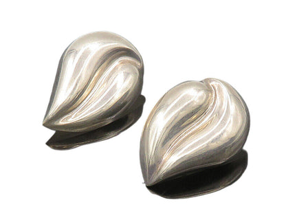 TURE 925 Sterling Silver  Vintage Shiny Floral Leaf Drop Earrings  EG10268