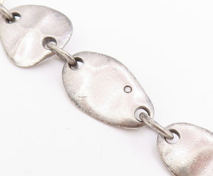 925 Sterling Silver Vintage Bracelet Real Diamonds Modernist Disc Link  BT11706