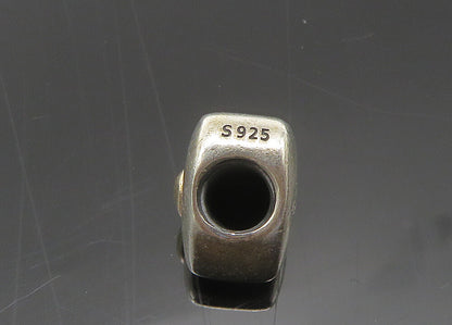 PANDORA 925 Silver & 14K GOLD  Vintage Two Tone Heart Slide Pendant  PT17862