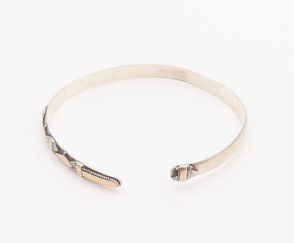 18k Gold 925 Sterling Silver Vintage Bracelet Trible Design Carved Cuff  BT10470