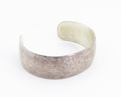 925 Sterling Silver  Vintage Modernist Hammered Bangle Bracelet  BT3438