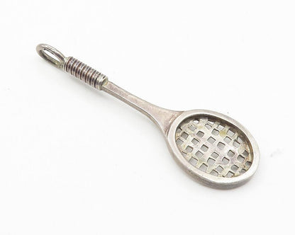 925 Sterling Silver  Vintage Dark Tone Tennis Racket Sports Pendant  PT8480