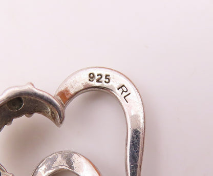 925 Silver Vintage Genuine Diamonds Interlocking Love Heart Pendant PT20832
