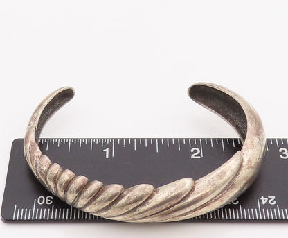 925 Sterling Silver Vintage Bracelet Cuff Carved Spreading Sunrays   BT10186