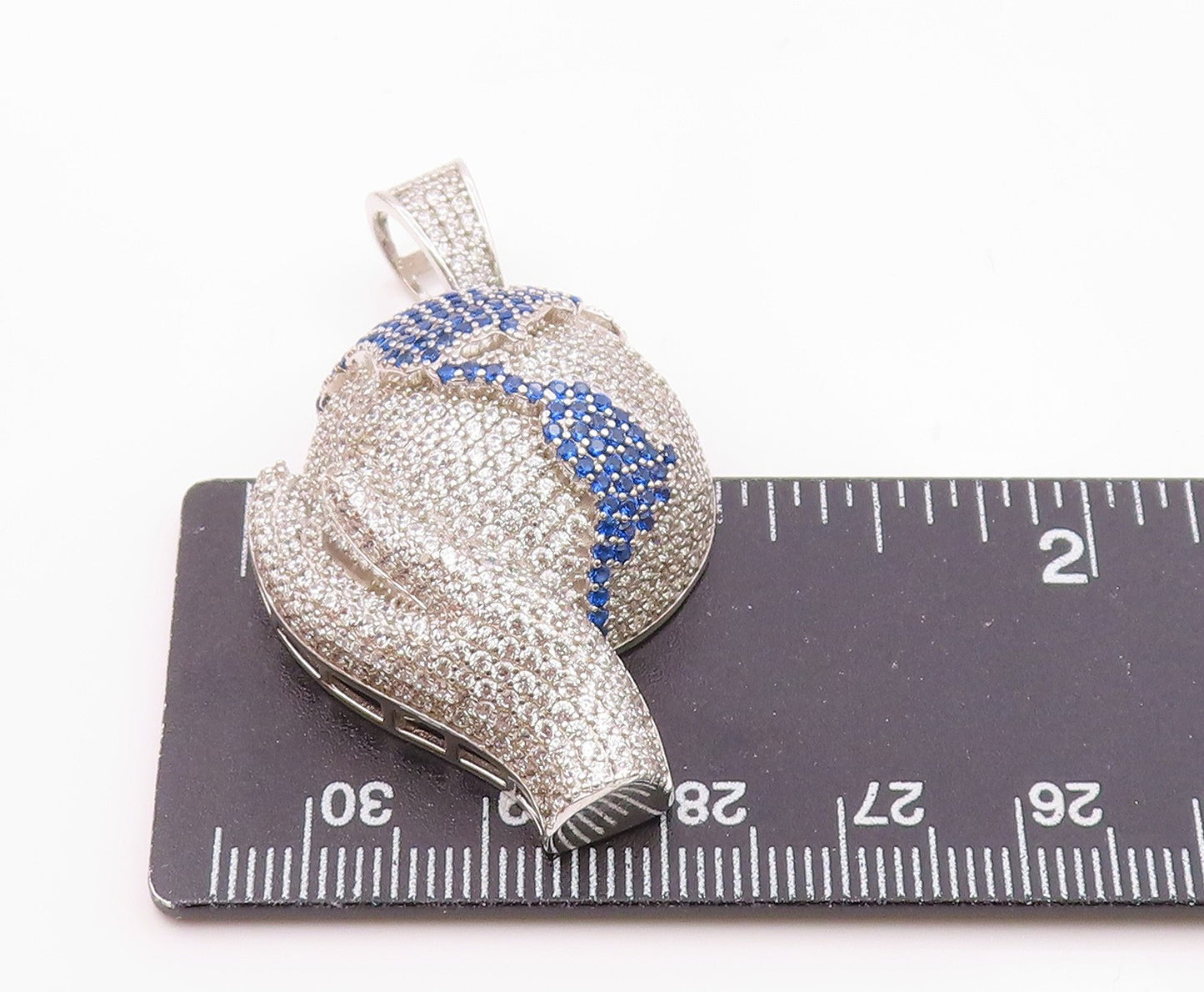 925 Silver  Vintage Cubic Zirconia & Topaz World In Hand Pendant  PT18980