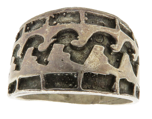 925 Sterling Silver  Vintage Antique Dark Tone Chiseled Band Ring Sz 7 RG13742