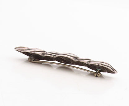 925 Sterling Silver Vintage Brooch Dark Tone Thick Twisted Rope Etched  BP11475