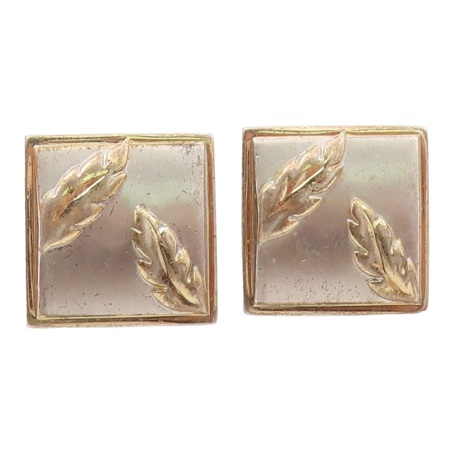 SWANK 925 Sterling Silver  Vintage Two Tone Floral Leaves Cufflinks  TR2797