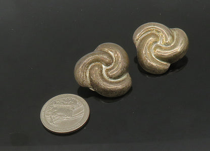 MEXICO 925 Sterling Silver  Vintage Hollow Swirl Non Pierce Earrings  EG10566