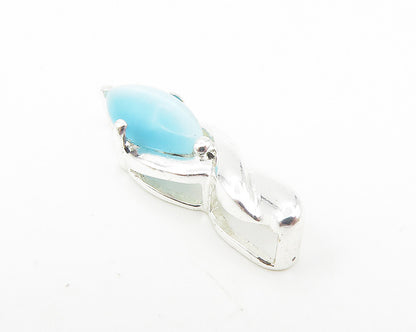 925 Sterling Silver  Marquise Cut Cat's Eye Blue Topaz Drop Pendant  PT9189