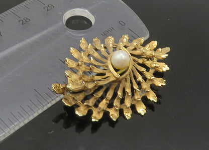 DANECRAFT 925 Sterling Silver  Vintage Petite Pearl Floral Brooch Pin  BP9009
