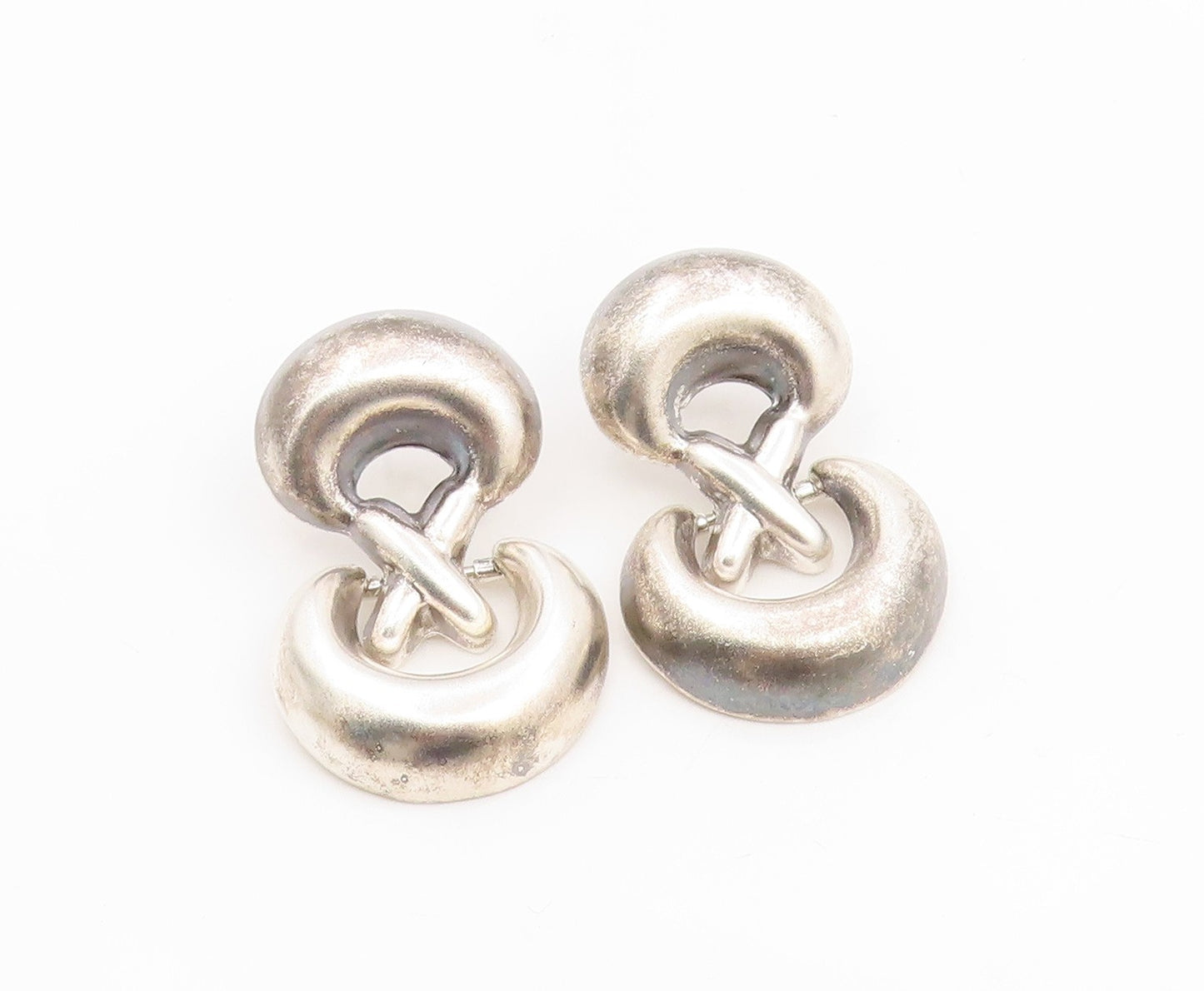 925 Sterling Silver Vintage Earrings MEXICO Modernist Infinity Knots  EG14320