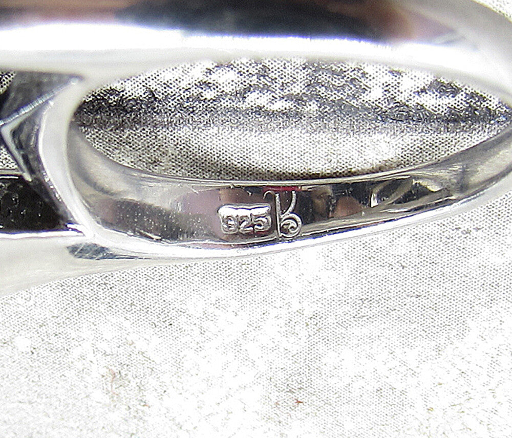 925 Silver  Marquise Cut Faceted Hematite Wrapped Solitaire Ring Sz 7  RG1957