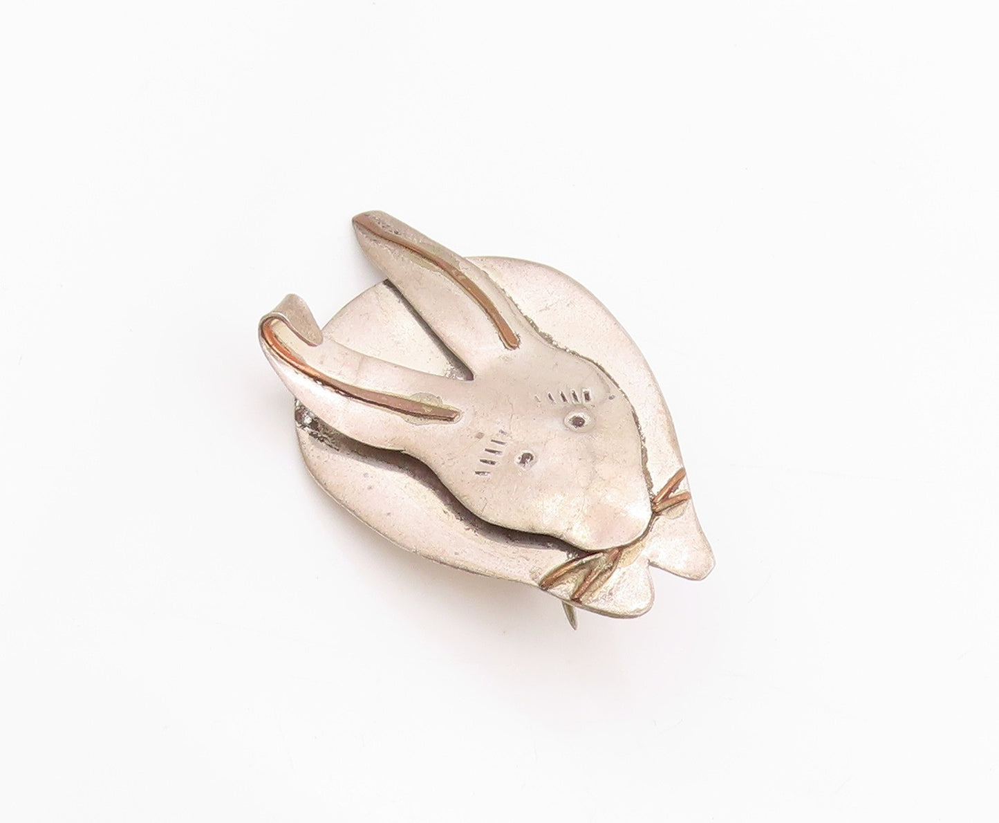 925 Sterling Silver Vintage Brooch Solid Cutout Eating Rabbit  BP11734