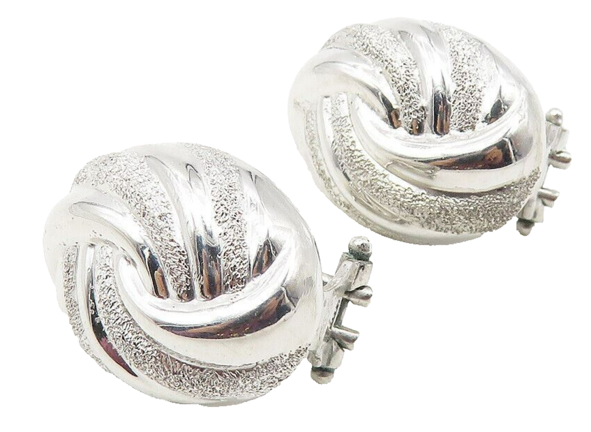 925 Sterling Silver  Shiny Polished Hollow Swirl Dome Drop Earrings  EG5677