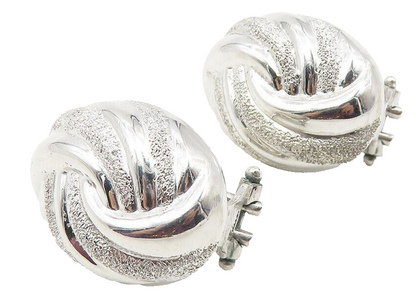 925 Sterling Silver  Shiny Polished Hollow Swirl Dome Drop Earrings  EG5677
