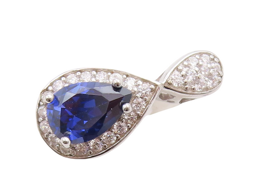 925 Sterling Silver Vintage Ring Designer Sapphire & CZ Infinity  Sz 7  RG30557