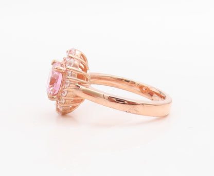 925 Sterling Silver Vintage Ring Rose Gold Plated 2 Tone CZ Flower Sz 6 RG30965
