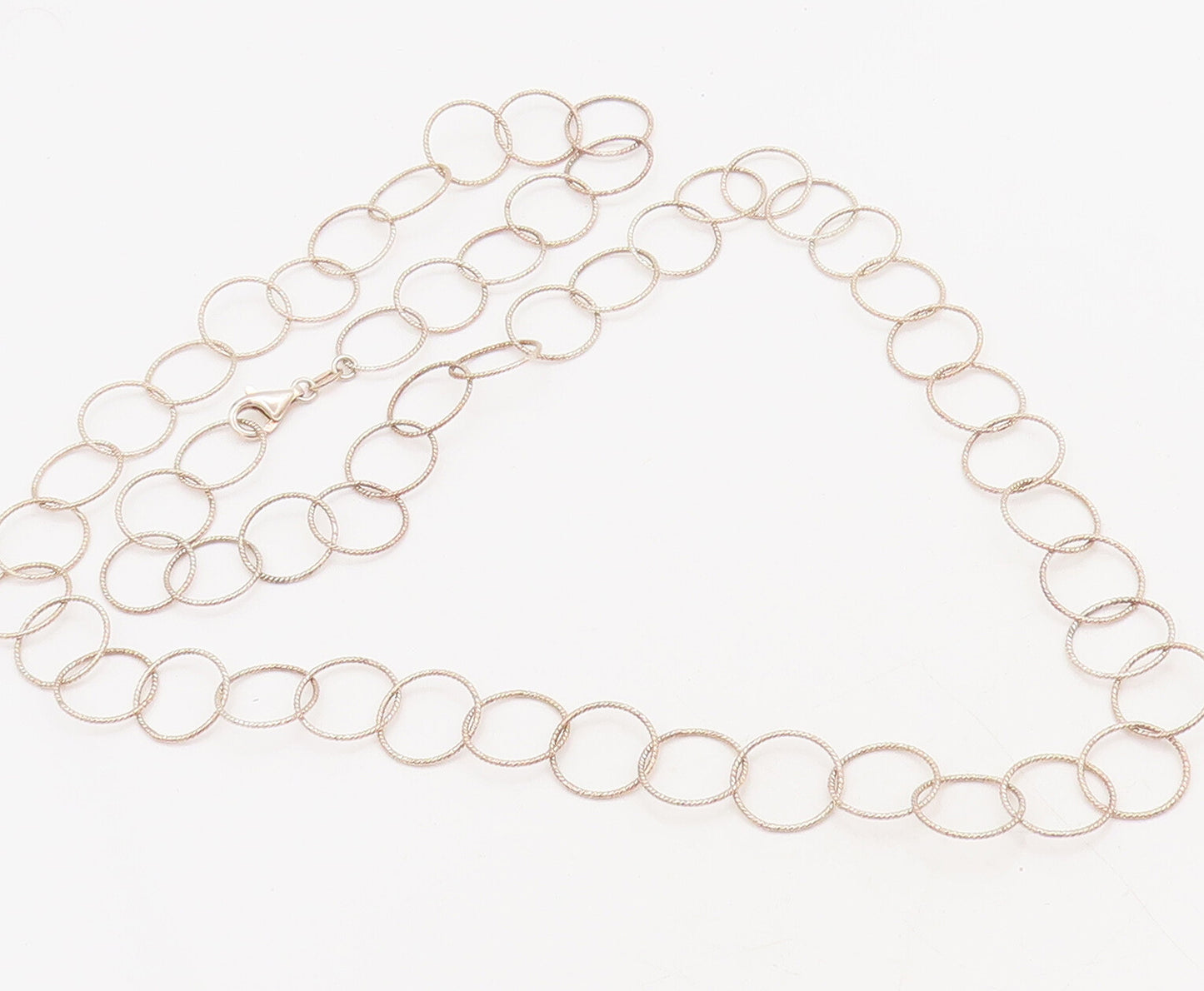 925 Sterling Silver  Vintage Long Twisted Rope Rings Lined Necklace  NE4167