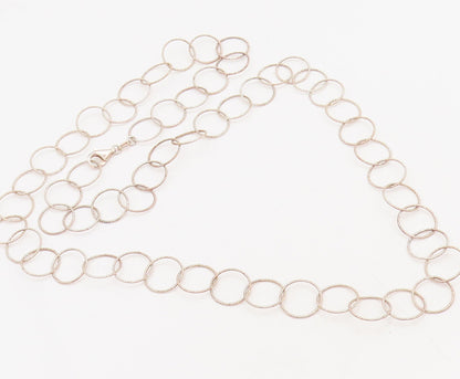 925 Sterling Silver  Vintage Long Twisted Rope Rings Lined Necklace  NE4167