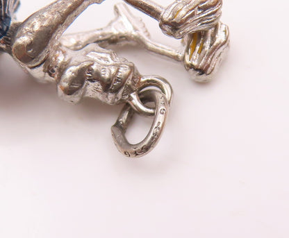 925 Sterling Silver  Vintage Shiny Petite Cheerleader Pendant (MOVES)  PT17518