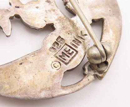 MEINK 925 Sterling Silver  Vintage Dark Tone Thank A Teacher Brooch Pin BP3311