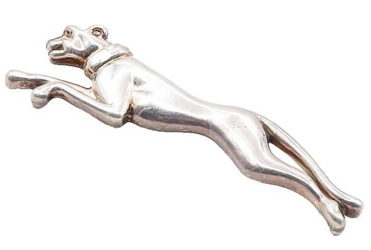 ISRAEL 925 Sterling Silver  Vintage Hollow Leaping Jaguar Brooch Pin  BP3494