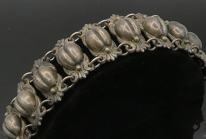 JUAREZ PRIETO 925 Silver  Vintage Antique Coffee Bean Chain Bracelet  BT8288