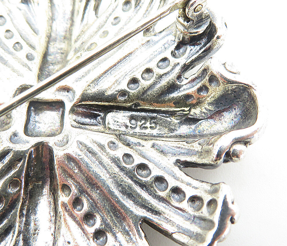 MONET 925 Sterling Silver  Vintage Shiny Round Floral Design Brooch Pin BP3060
